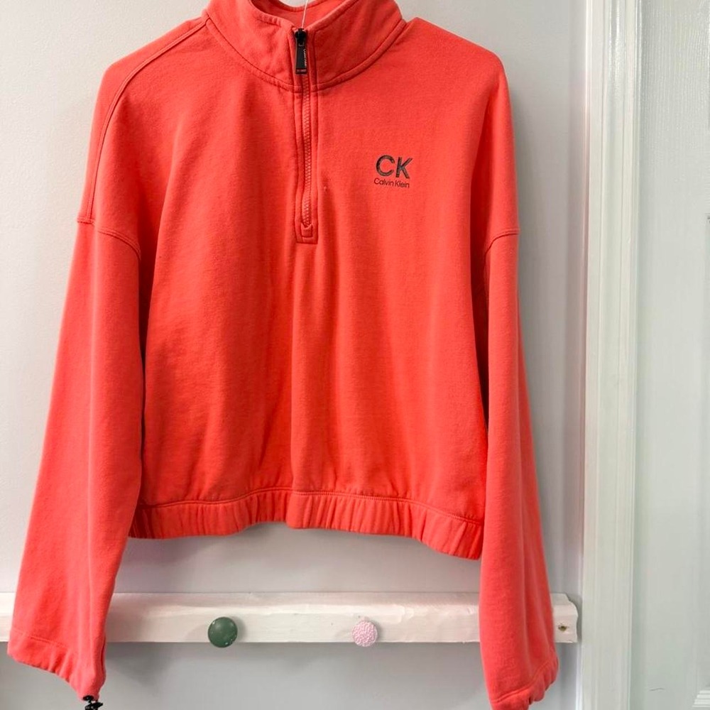 Women's Calvin Klein Sweat Shirt Top Size Large color coral